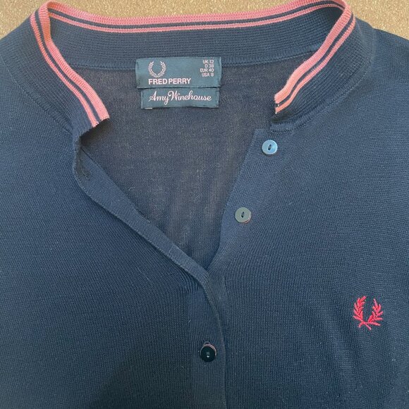 Fred Perry Amy Winehouse semi-sheer short-sleeved silk & cotton top US 8/UK 12 - Picture 4 of 7